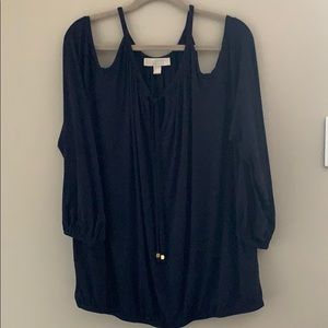 Like new MK navy blue peep shoulder top